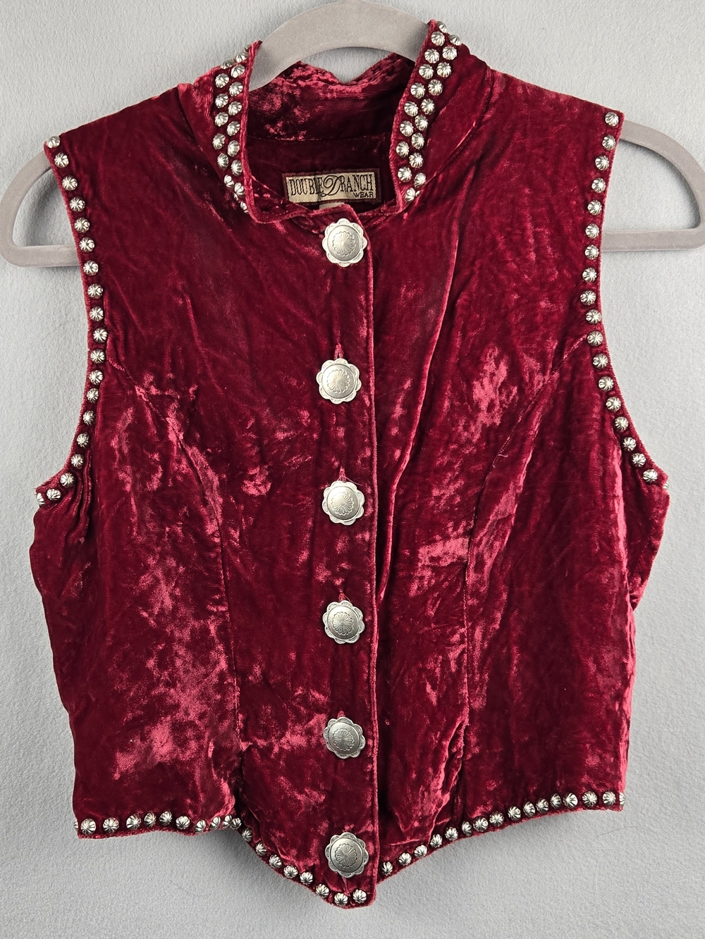 Vintage 90s Double D Ranch Wear Velvet Concho Vest Size M